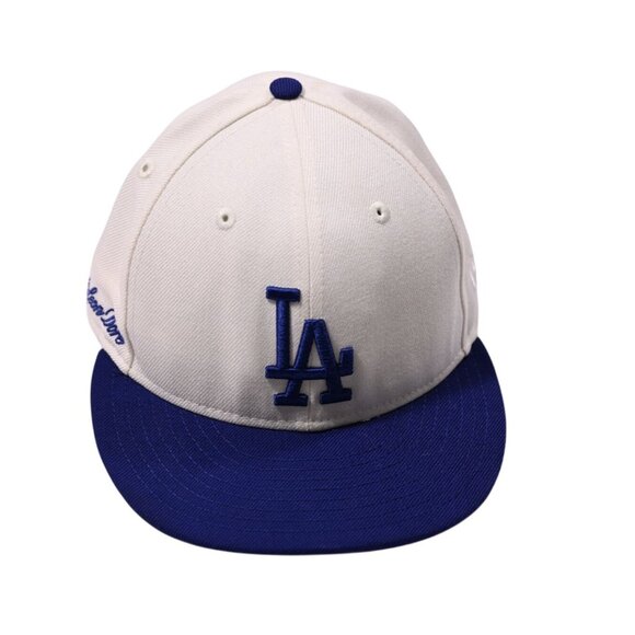 Aime Leon Dore x New Era Low Profile Dodger Hat in White Blue